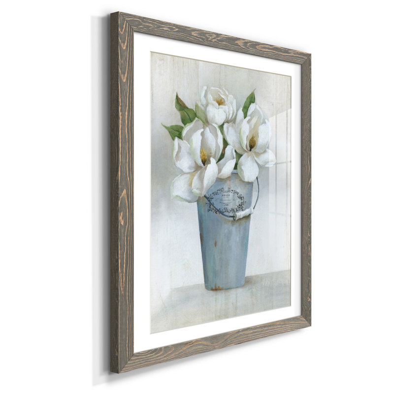 Fleuriste francais II - Cadre photo, reproduction d'art sur papier, H 31,5 po x l 23,5 po x P 1,5 po, gris