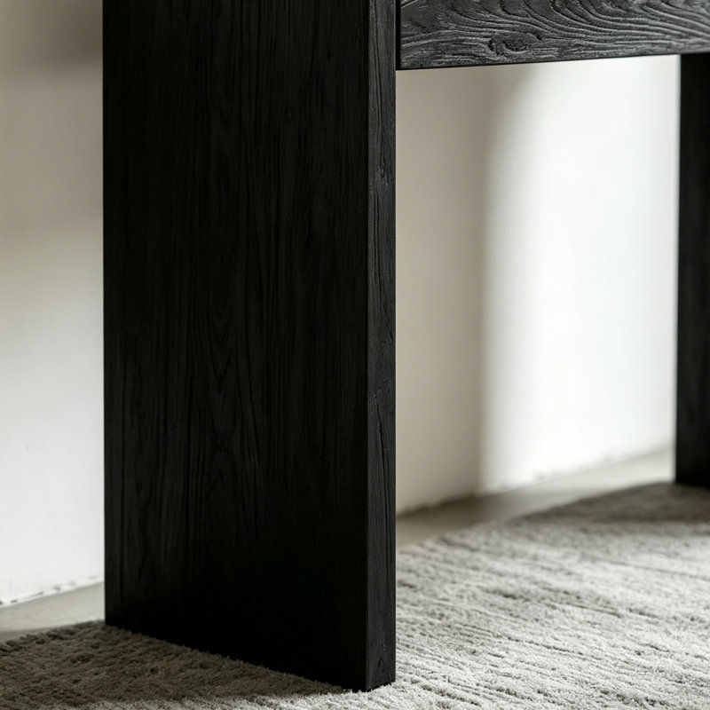 Console Wabi-sabi, H 31,5 po x l 47,2 po x P 13,8 po, Noir, Noir, Noir
