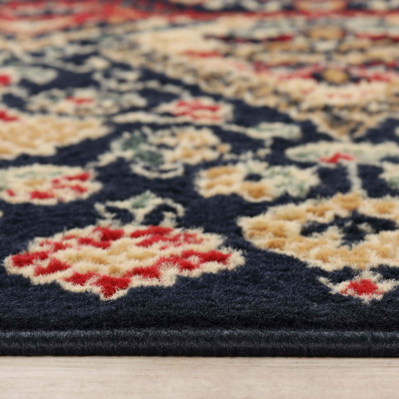 Tapis Meenakshi 100 % polypropylène, style bohème, à motifs floraux et géométriques, Carré 5 pi