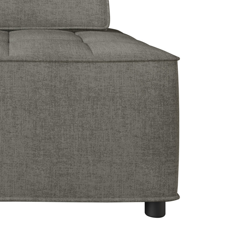 Lancy Linen Tufted Square Accent Chair, Gray
