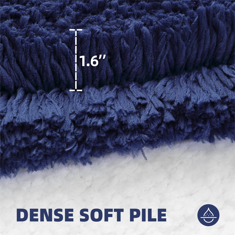 Non-Slip Bath Rug, 32" L x 20" W, Navy Blue