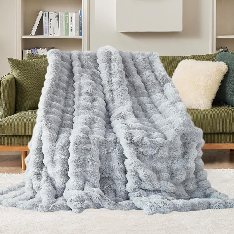 Ashritha Throw Blanket, Light Grey, 200cm x 130cm