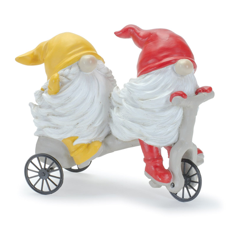 Ensemble de gnome en résine avec scooter et brouette 4 pièces Trinx Dushko