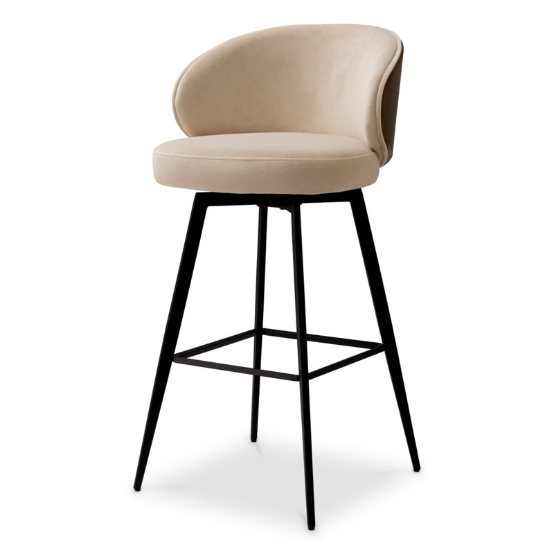 Swivel Upholstered Stool with Metal Frame, Sabino Beige, Bar Stool (30.71" Seat Height)