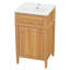 Meuble-lavabo de 20 po avec lavabo, meuble-lavabo sur pieds en bois massif avec tablette réglable et tiroir inclinable, petit meuble-lavabo autoportant avec rangement pour porte et poignées en bois