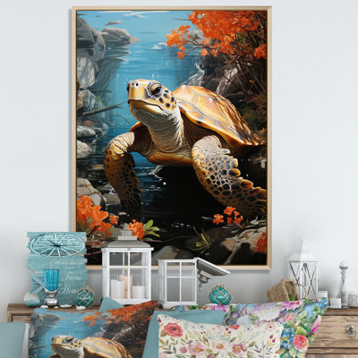 «Turtle Aquatic Wanderer Pastoral II», reproduction d'art sur toile