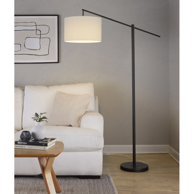 Lampe sur pied 69 po John-Stephan, Noir, Naturel