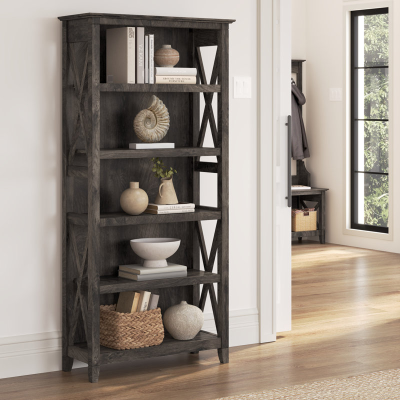 Huckins Bookcase, Dark Gray Hickory
