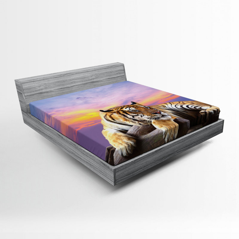 Safari Sunset Microfibre Jersey Knit Fitted Sheet, European Kingsize (160 x 200cm)