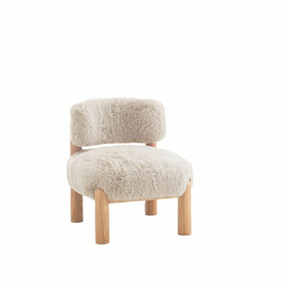 Contemporary Accent Chair With Wooden Legs And Curved Backrest For Living Room
