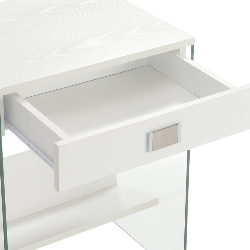 Table de bout avec 1 tiroir Allegonda, Blanc