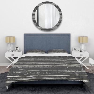 Grey Striped Pattern Striped Duvet Cover