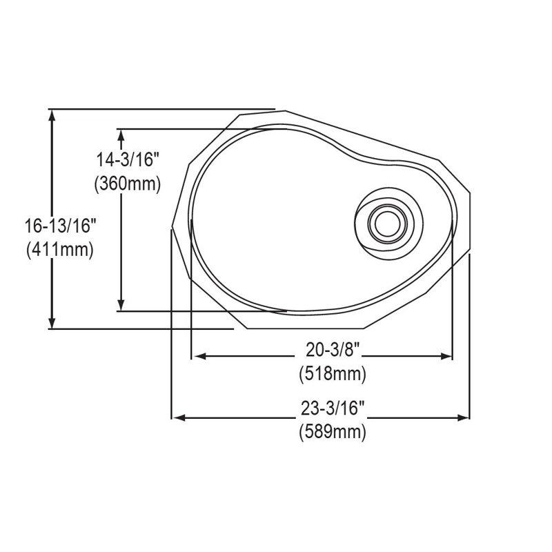 Asana 23.19" L x 16.81" W Undermount Kitchen Sink