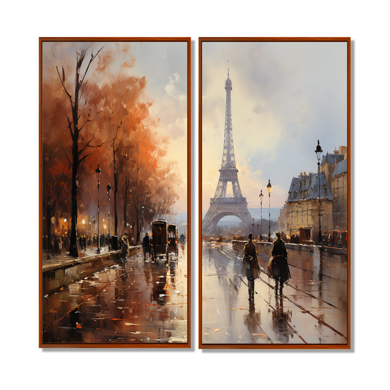 «French Paris In 1920S II - Coral Traditional», art mural sur toile, 32" H x 32" W, Impression encadrée flottante, Brown