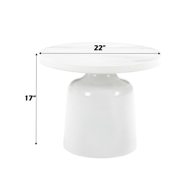 Table de bout en marbre d'ingénierie avec un attrait blanc ultrabrillant moderne