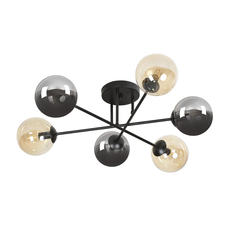 Cadesia Glass Semi Flush Mount, Graphite/Amber