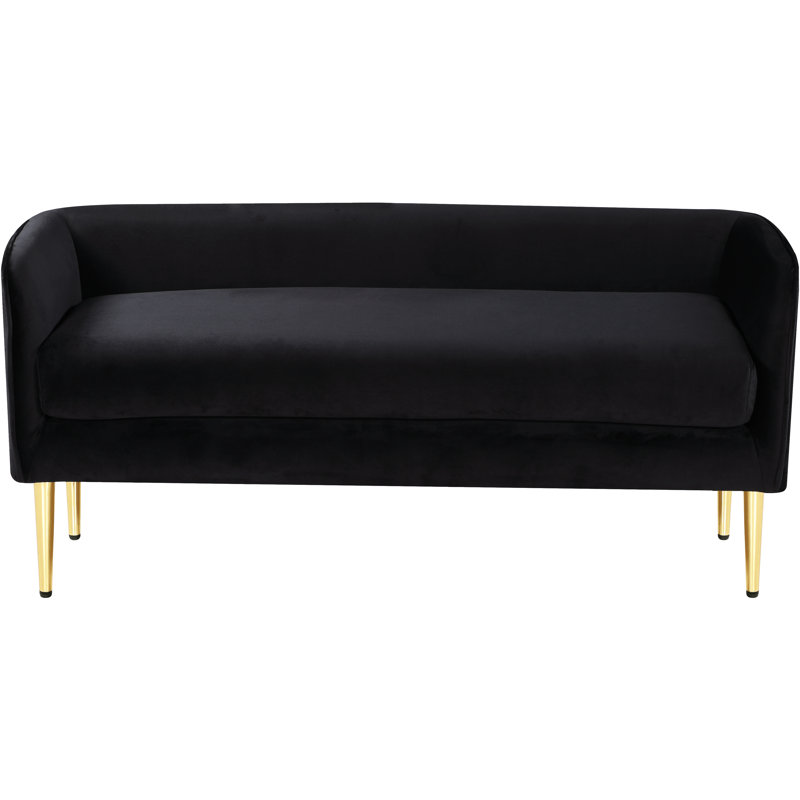 Audrey Manuel Upholstered Bench, Black Velvet