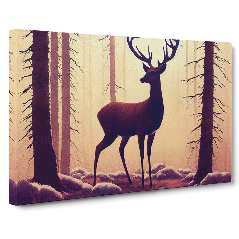 Elegant Stag Deer - Wrapped Canvas Print, 50cm H x 76cm W x 3cm D