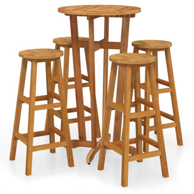 Alfredia 3 Piece Patio Dining Set Solid Wood Acacia