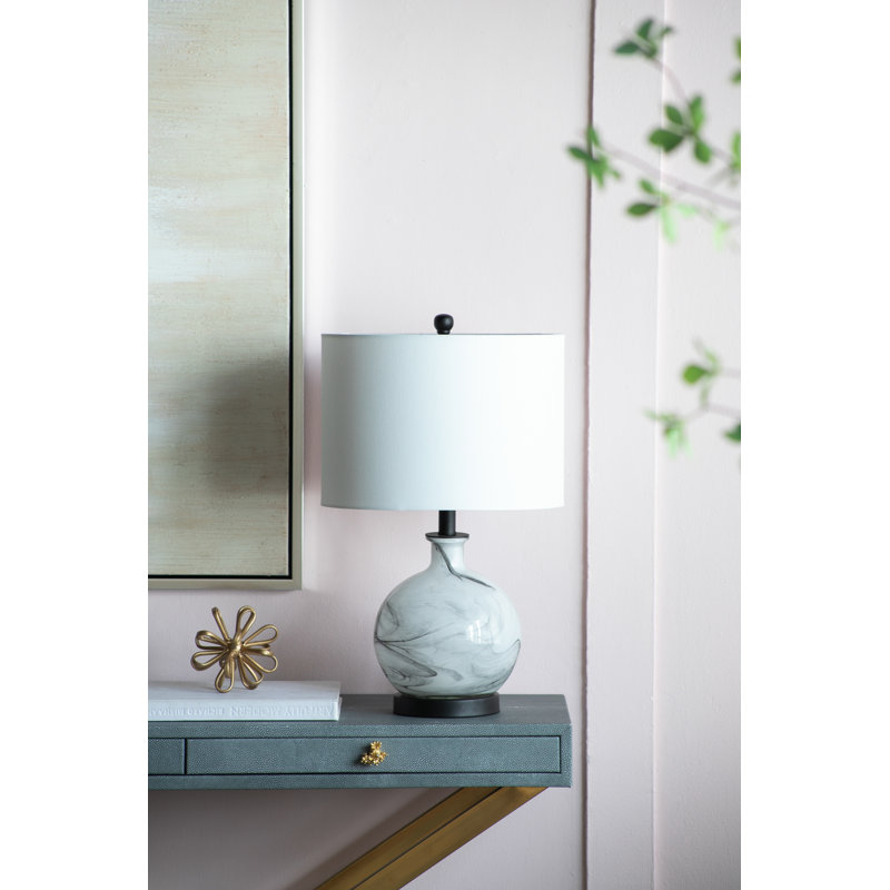 Lampe de table ronde en verre avec abat-jour tambour Sarris