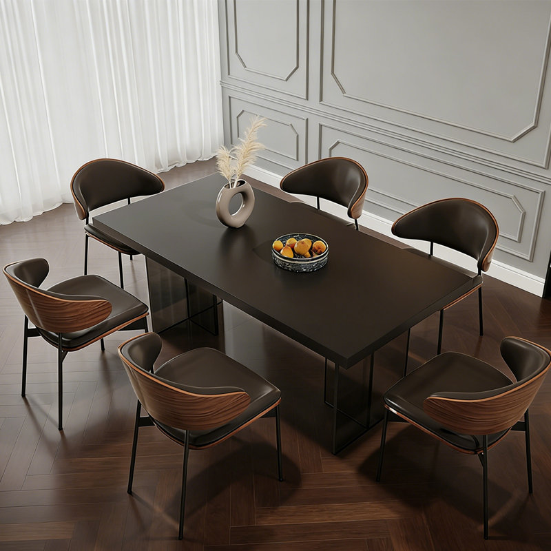 Table de salle à manger moderne et sophistiquée, 7 pièces : table, 6 chaises, 29,53 po H x 70,87 po l x 31,5 po P