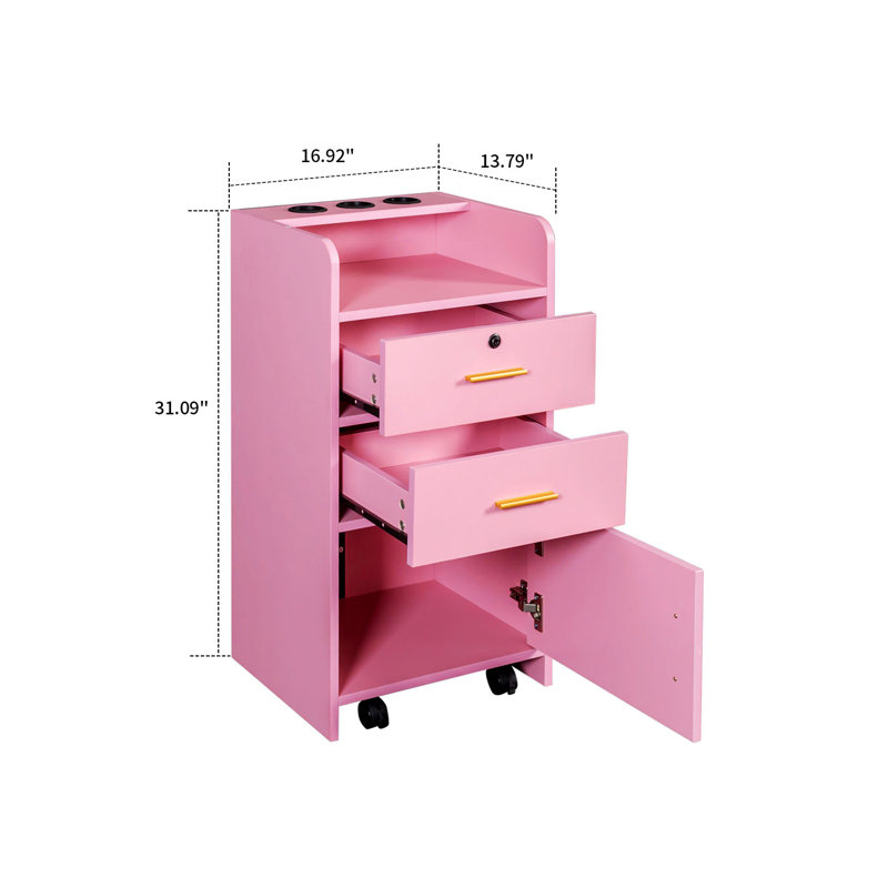 Wooden Hair Tool Holder Beauty Equipment Organizers Storage Cabinet - Pink, Pink