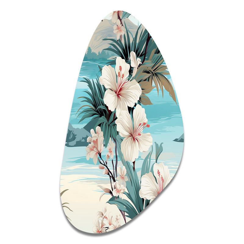 Décoration murale en métal bord de mer à motif tropical de reflets bord de mer, H 31 po x l 17 po