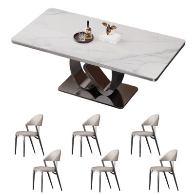 High-end rock plate dining table and chair set