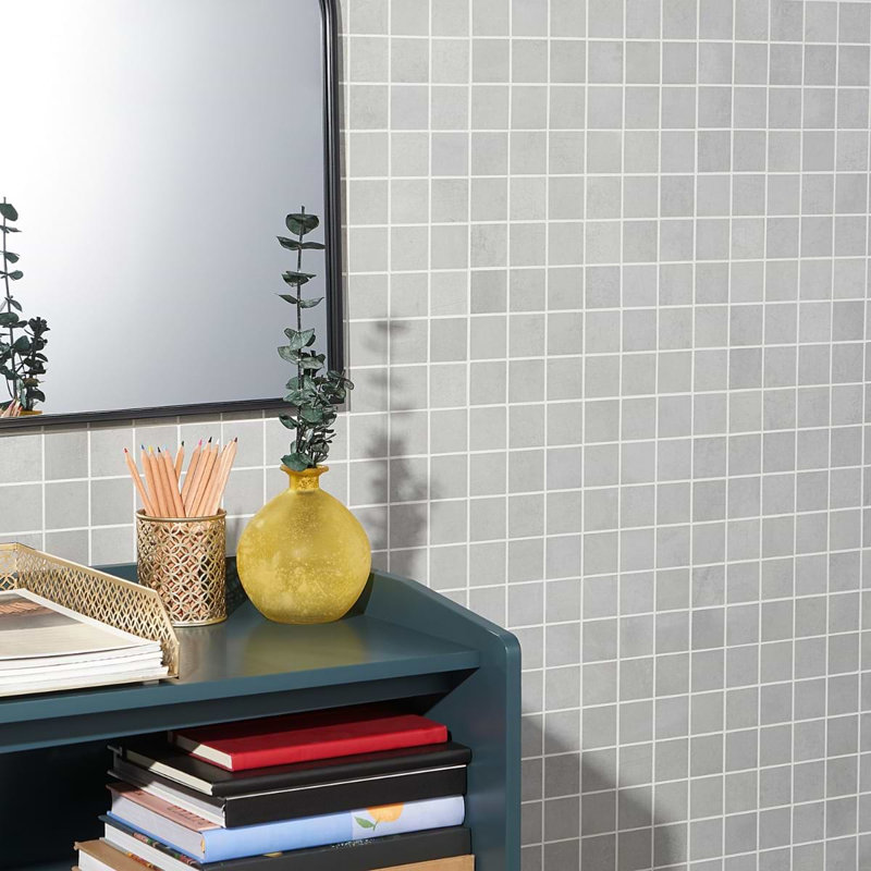 Bond 2x2 Matte Porcelain Mosaic Tile, Nimbus Silver