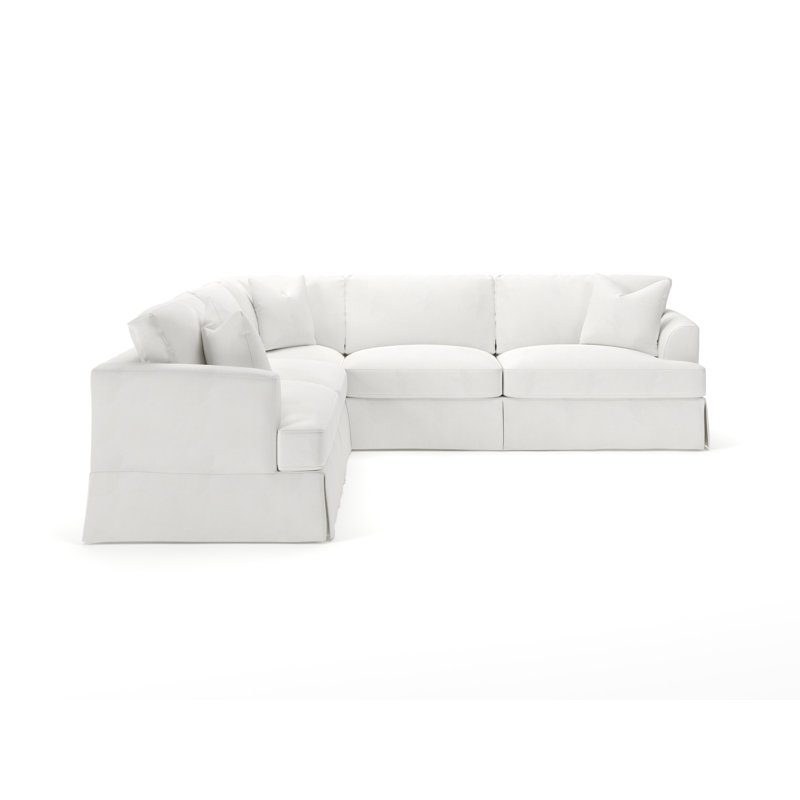 Canapé modulaire de coin 3 pièces Lucia, Blanc sergé décoloré classique