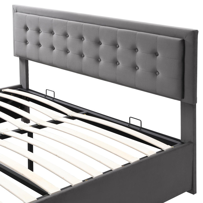 Abhia Upholstered Bed, Grey, Super King (6')