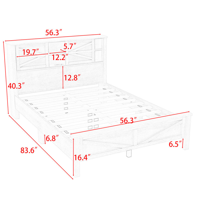 Lit plateforme avec rangement Carra, Gris antique