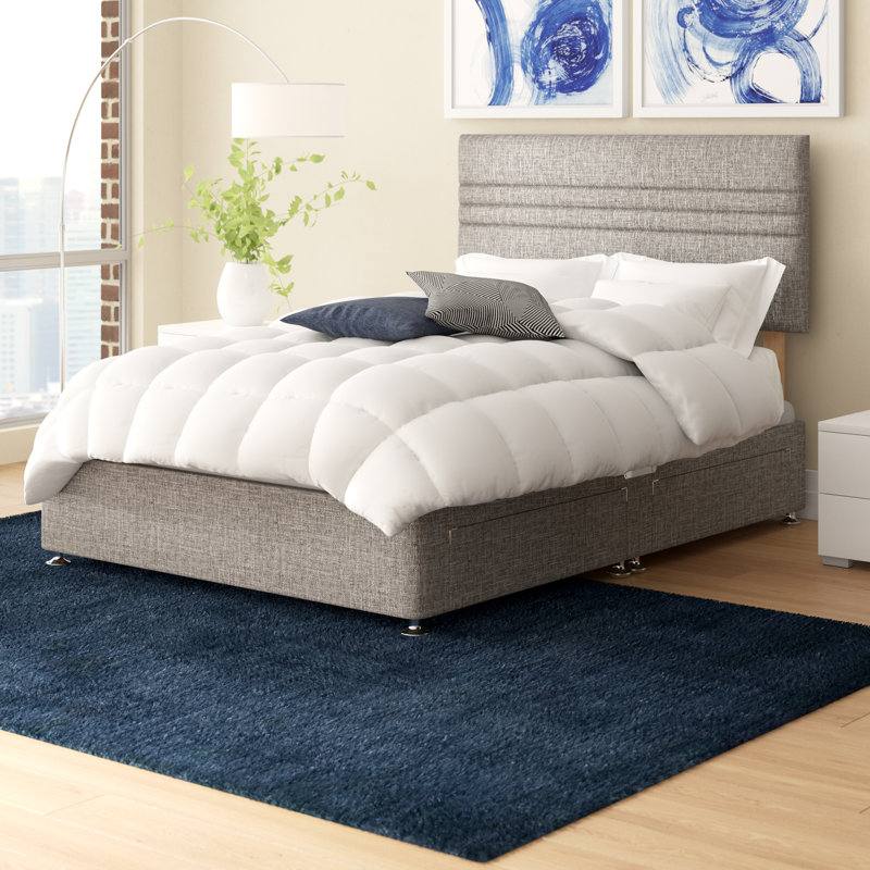 Ostara Divan Bed Base, Small Single (2'6), Charcoal, 2 Drawers Same Side