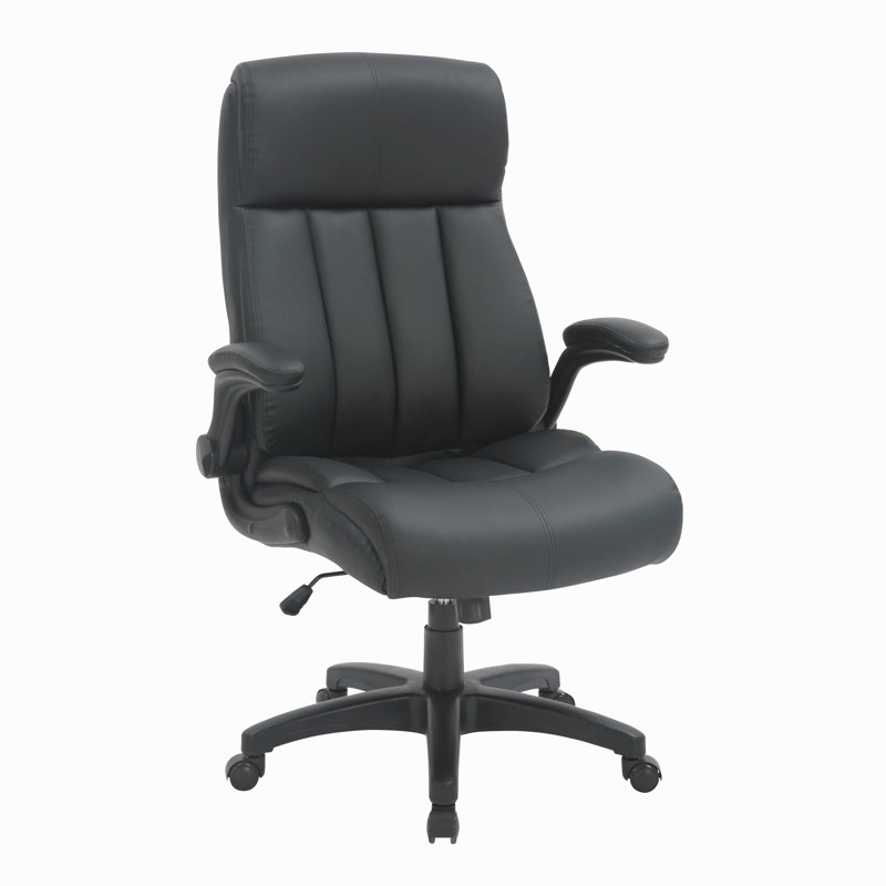 Fauteuil de direction à dossier moyen avec accoudoirs rabattables, noir