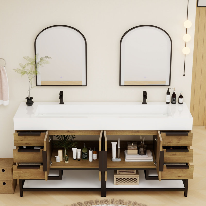 Finition du meuble-lavabo sur pied simple de base 72 po Jessica: chêne teck, Teck chêne