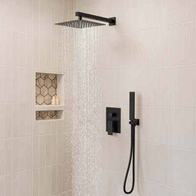 RainfallCascade 10" Pressure Balanced Rain Shower System with Handheld Spray