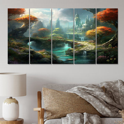 Fairytale Castle I - Castles Canvas Art Print - 5 Equal Panels