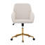 Chaise de bureau pivotante en velours beige avec base or noble