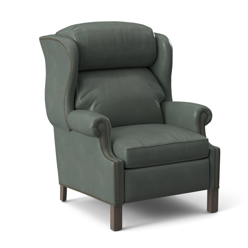 Chippendale Recliner, #9 Natural, Outsider Raven Genuine Leather, Stone