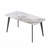 62.99" Modern Rectangular Dining Table White Pandora Artificial Stone Curved Edge Black Metal Legs 6 Person-13518911