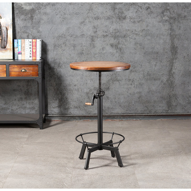 Anayia Pine Round Solid Wood Top Metal Base Dining Table