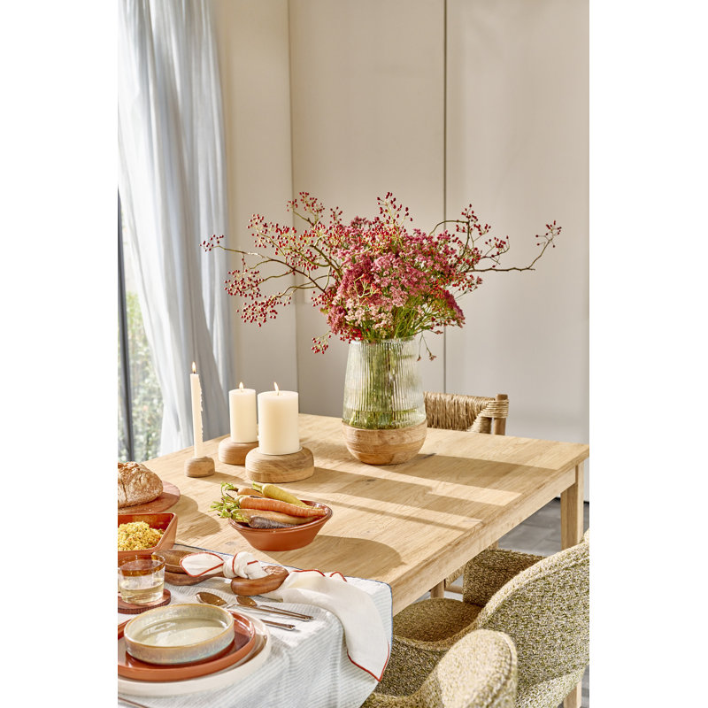 Arbre Natural Round Mango Wood Candle Holder Sm, 2.44" H x 6.61" W x 6.61" D, Brown