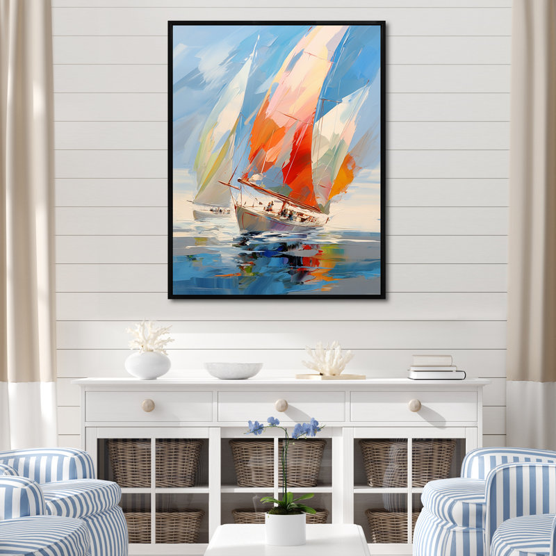 Fresin voilier abstrait, vents I - Bateau à voile, reproduction d'art sur toile encadrée, H 32 po x l 24 po x P 1 po