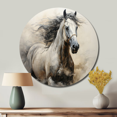 Hooves In Harmony Horse I - animaux, art mural rond en métal