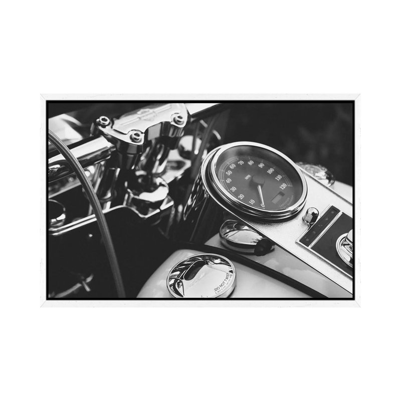 Harley Gauges - Print on Canvas, White Framed, 66.04 cm H x 45.72 cm W