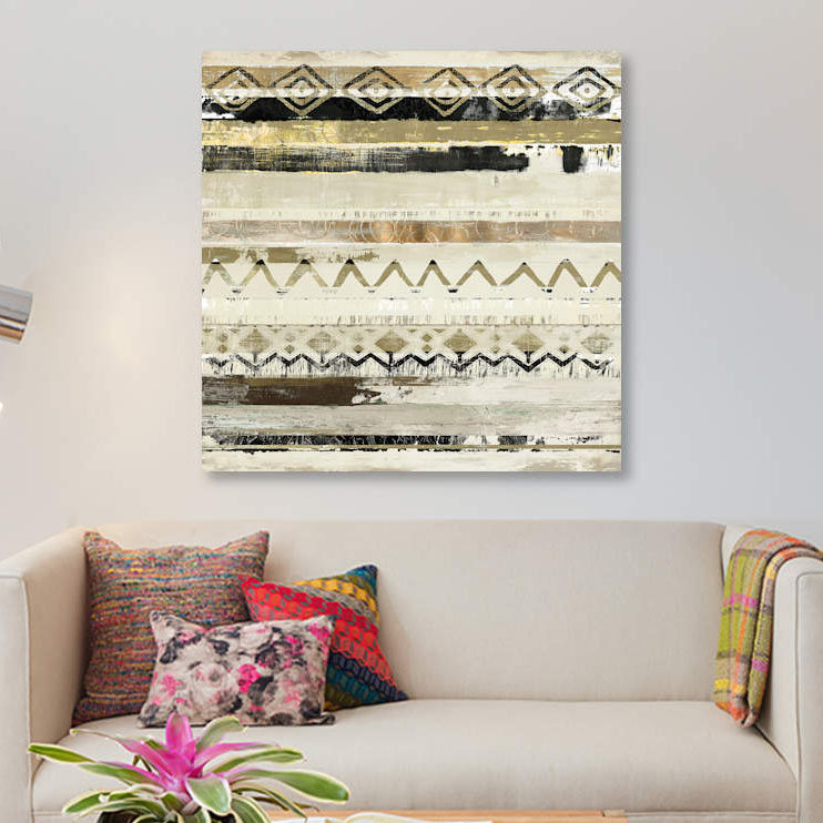 «African Patchwork I», impression sur toile, H 12 po x l 12 po x P 0,75 po, Pas de tapis, Toile tendue