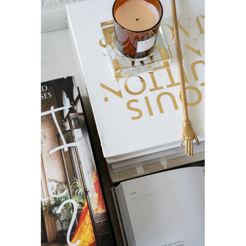 Crystal Candle Holder, 1" H x 4.25" W x 4.25" D, Yellow/Clear