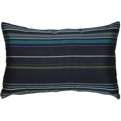 Sunbrella Fabric Stanton Lagoon Blue Striped Outdoor Patio Garden Polyester Filled Lumbar Throw Pillow Cover & Polyester Insert