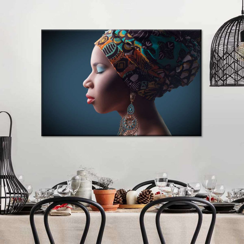 Portrait d'une femme africaine - impression sur toile tendue, H 20 po x l 30 po x P 1,25 po