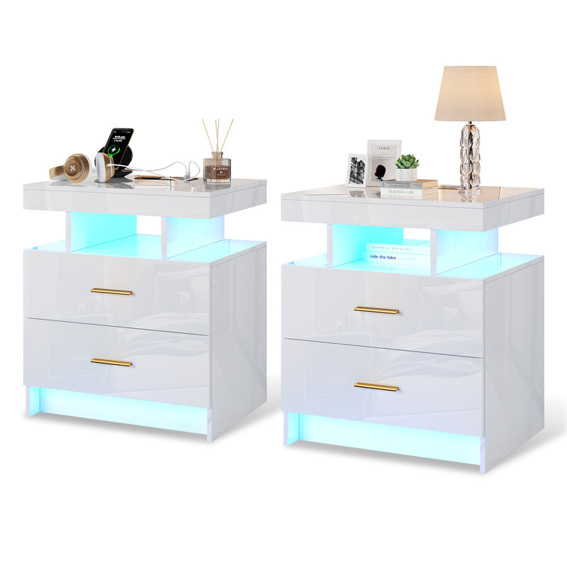 50cm W Bedside Table, White